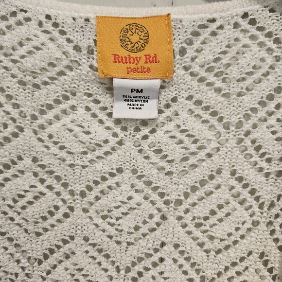 Ruby Rd. Ivory Diamond Lace Cardigan - Picture 3 of 4